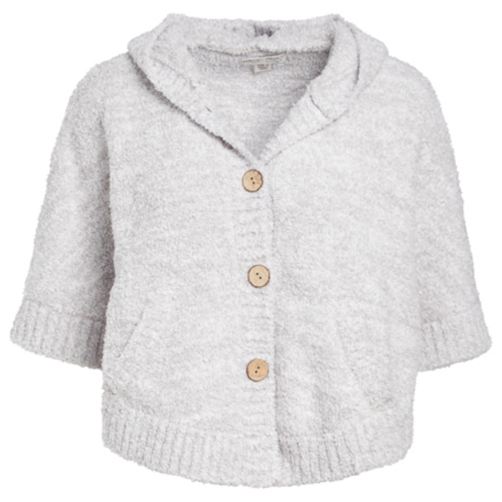NWT Barefoot Dreams Cozychic Heathered Youth Jacket cardigan Hoodie Cape